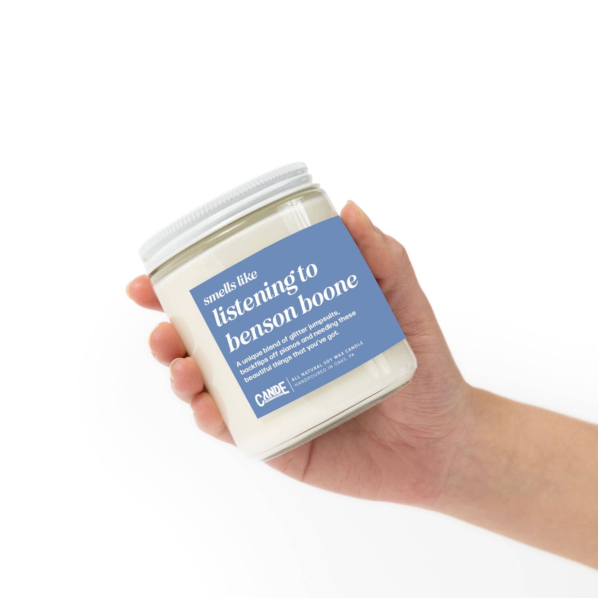 Smells Like Listening to Benson Boone hand-poured soy wax candle for music lovers